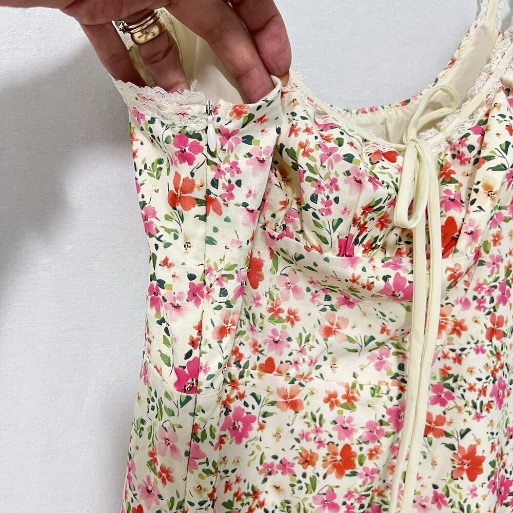 NEW Commence Midi Dress Size L Pink Floral Babydoll Milkmaid Garden Fairy Boho - Picture 4 of 13